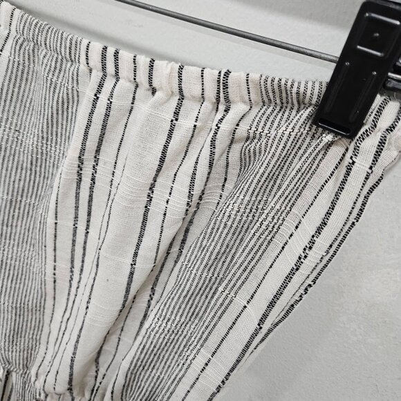 Elan Off White Linen Cotton Blend Strapless Cover-Up Black Tassel Jumpsuit Small - Picture 4 of 13